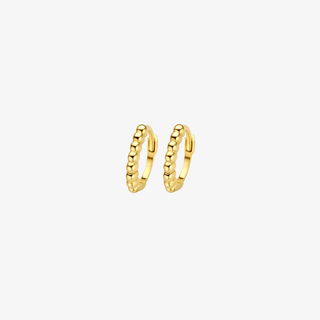 Gold earrings - Beaded hoops - 9K yellow gold beaded hoop earrings, 10 mm - Royal Coster Diamonds