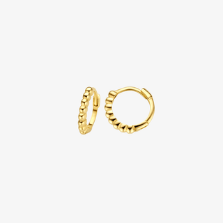 Gold earrings - Beaded hoops - 9K yellow gold beaded hoop earrings, 10 mm - Royal Coster Diamonds