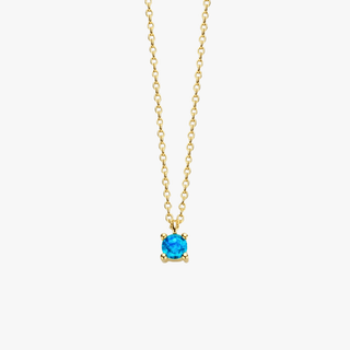 14K Gold Necklace with Birthstone December - Blue Topaz - Royal Coster Diamonds