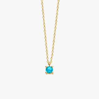 14K Gold Necklace with Birthstone March - Aquamarine - Royal Coster Diamonds