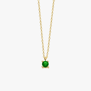 14K Gold Necklace with Birthstone May - Emerald - Royal Coster Diamonds