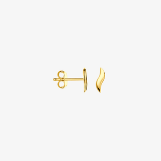 Gold earrings - Curved studs - 14K yellow gold curved stud earrings, 10 x 3 mm - Royal Coster Diamonds
