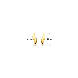 Gold earrings - Curved studs - 14K yellow gold curved stud earrings, 10 x 3 mm - Royal Coster Diamonds