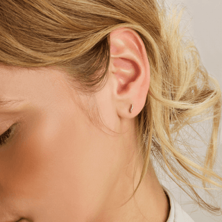 Gold earrings - Curved studs - 14K yellow gold curved stud earrings, 10 x 3 mm - Royal Coster Diamonds