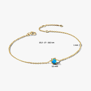 14K Gold Bracelet with Birthstone December - Blue Topaz - Royal Coster Diamonds