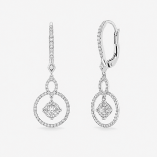 Diamond Earrings 1.02 Carat Royal 201 Cut with Brilliant 18K White Gold - Royal Coster Diamonds