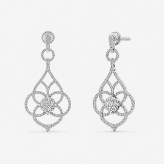 Diamond Earrings 1.40 Carat Royal 201 Cut with Brilliant 18K White Gold - Royal Coster Diamonds
