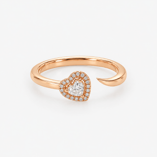 Diamond Ring 0.20 Carat Heart Cut with Brilliant Cut 18K Rose Gold - Royal Coster Diamonds