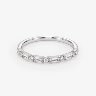Diamond Ring 0.37 Carat Baguette Cut with Brilliant Cut 18K White Gold - Royal Coster Diamonds