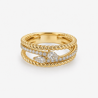 Diamond Ring 0.48 Carat Pear Cut with Brilliant Cut 18K Yellow Gold - Royal Coster Diamonds