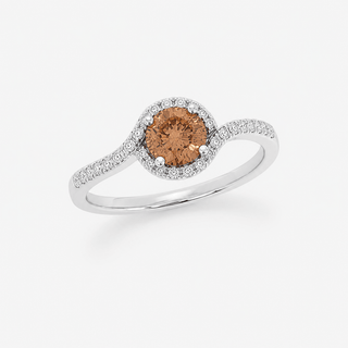 Brown Diamond Ring 1.37 Carat Royal 201 Cut with Brilliant 18K White Gold - Royal Coster Diamonds