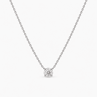 Diamond Solitaire Necklace 0.71 Carat Brilliant Cut 18K White Gold - Royal Coster Diamonds