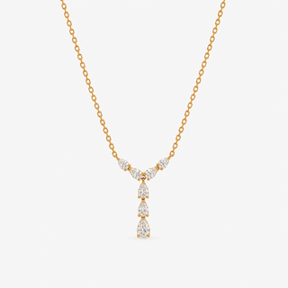 Diamond Y Drop Necklace 0.84 Carat Pear Cut 18K Yellow Gold - Royal Coster Diamonds