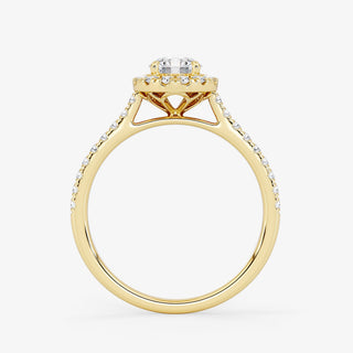 Embellished Halo 0.50 Carat Brilliant Cut Diamond 18K Yellow Gold Ring - Royal Coster Diamonds