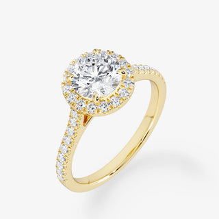 Embellished Halo 1.00 Carat Brilliant Cut Diamond 18K Yellow Gold Ring - Royal Coster Diamonds