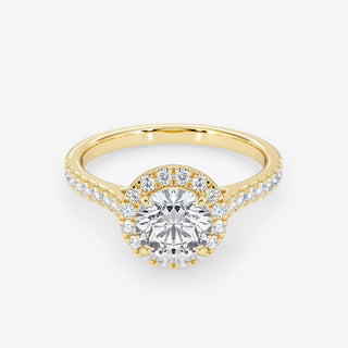 Embellished Halo 1.00 Carat Brilliant Cut Diamond 18K Yellow Gold Ring - Royal Coster Diamonds