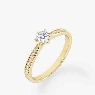 Embellished Solitaire 0.25 Carat Brilliant Cut Diamond 18K Gold Ring - Royal Coster Diamonds