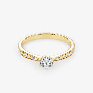 Embellished Solitaire 0.25 Carat Brilliant Cut Diamond 18K Gold Ring - Royal Coster Diamonds