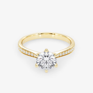 Embellished Solitaire 1.00 Carat Brilliant Cut Diamond 18K Gold Ring - Royal Coster Diamonds