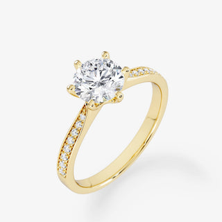 Embellished Solitaire 1.00 Carat Brilliant Cut Diamond 18K Gold Ring - Royal Coster Diamonds