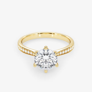 Embellished Solitaire 1.50 Carat Brilliant Cut Diamond 18K Gold Ring - Royal Coster Diamonds