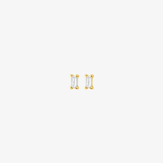 Gold earrings - Emerald cut studs - 14K yellow gold emerald cut zirconia stud earrings, 3.5 x 2.5 mm - Royal Coster Diamonds