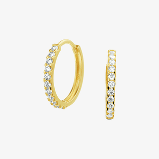 Gold earrings - Eternity hoops - 14K yellow gold zirconia eternity hoop earrings - Royal Coster Diamonds