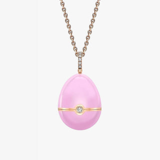 Fabergé Essence Rose Gold Diamond & Pink Sapphire Heart Surprise Locket With Pink Lacquer - Royal Coster Diamonds