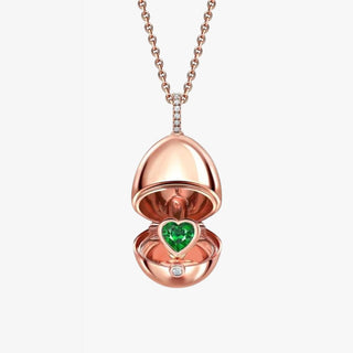 Fabergé Essence Rose Gold Emerald Heart Surprise Locket 18K Rose Gold - Royal Coster Diamonds