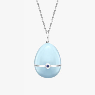 Fabergé Essence White Gold, Yellow Gold & Sapphire Teddy Surprise Locket With Blue Lacquer 18K Gold - Royal Coster Diamonds