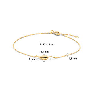 Gold bracelet - Feather - 9K yellow gold with feather charm - Royal Coster Diamonds