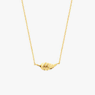 Gold necklace - Feather - 9K yellow gold with feather pendant - Royal Coster Diamonds