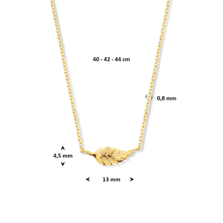 Gold necklace - Feather - 9K yellow gold with feather pendant - Royal Coster Diamonds