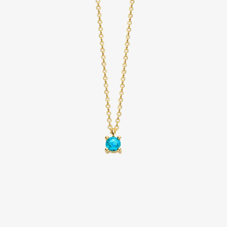 14K Gold Necklace with Birthstone December - Blue Topaz - Royal Coster Diamonds
