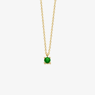 14K Gold Necklace with Birthstone May - Emerald - Royal Coster Diamonds