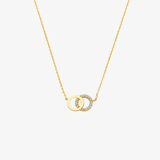 Gold necklace - Rings - 9K yellow gold set with zirconia rings pendant - Royal Coster Diamonds