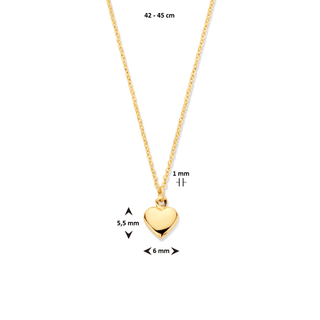 Gold necklace - Heart - 14K yellow gold necklace - Royal Coster Diamonds
