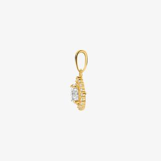 Gold pendant - Halo - 9K gold set with a halo zirconia - Royal Coster Diamonds