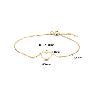 Gold bracelet - Heart - 9K yellow gold with heart charm - Royal Coster Diamonds