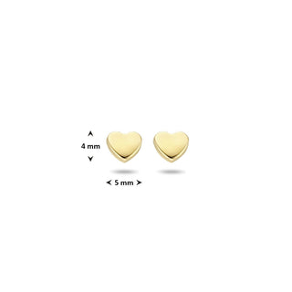 Gold earrings - Heart studs - 9K yellow gold heart stud earrings, 4 x 5 mm - Royal Coster Diamonds