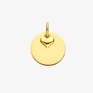 Gold pendant - Engraving heart - 9K yellow gold engraving pendant, 14 mm - Royal Coster Diamonds