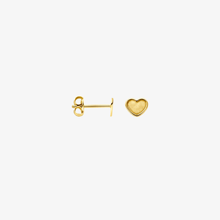 Gold earrings - Matt heart studs - 9K yellow gold matte heart stud earrings, 4.5 x 5 mm - Royal Coster Diamonds