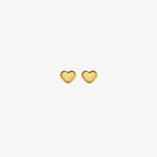 Gold earrings - Matt heart studs - 9K yellow gold matte heart stud earrings, 4.5 x 5 mm - Royal Coster Diamonds