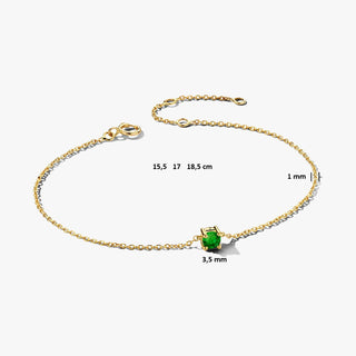 14K Gold Bracelet with Birthstone May - Emerald - Royal Coster Diamonds
