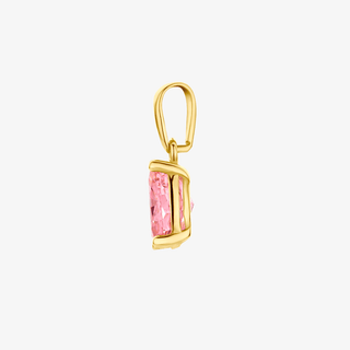 Gold pendant - Pink zirconia - 14K gold set with a pink zirconia - Royal Coster Diamonds