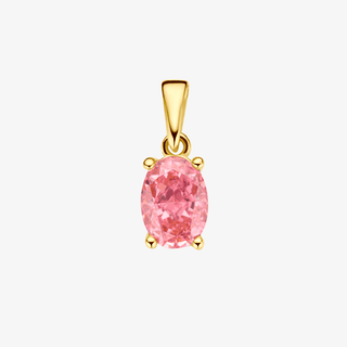 Gold pendant - Pink zirconia - 14K gold set with a pink zirconia - Royal Coster Diamonds
