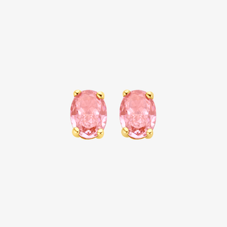 Gold earrings - Pink zirconia studs - 14K yellow gold pink zirconia stud earrings, 7 mm - Royal Coster Diamonds