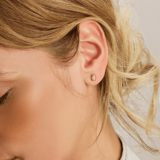 Gold earrings - Pink zirconia studs - 14K yellow gold pink zirconia stud earrings, 7 mm - Royal Coster Diamonds