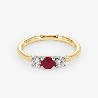 Ruby and Diamond Ring 0.61 Carat Brilliant Cut Ruby with Brilliant Cut Diamond 18K Yellow and White Gold - Royal Coster Diamonds
