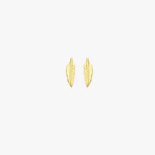 Gold earrings - Feather studs - 9K yellow gold feather stud earrings, 9.5 x 3 mm - Royal Coster Diamonds